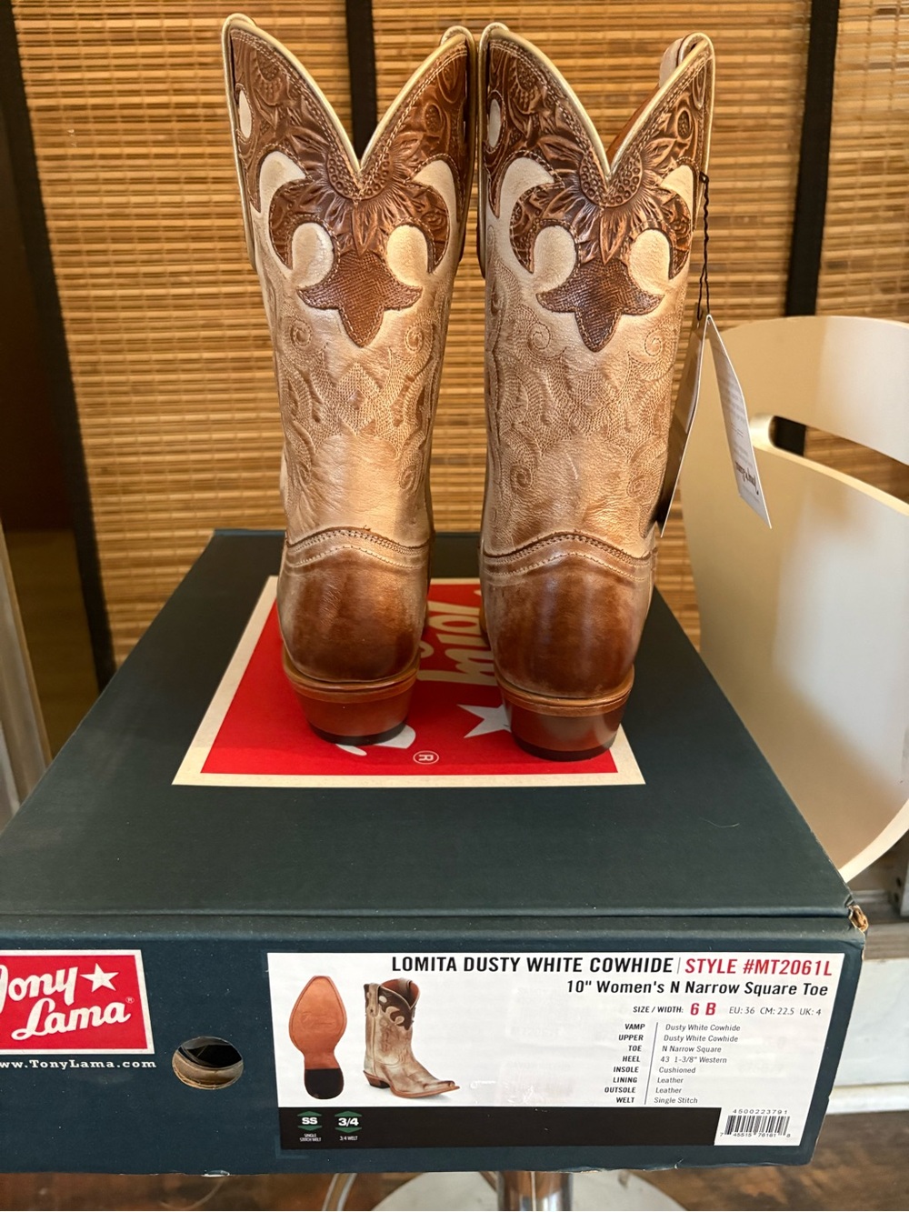 Tony Lama Lomita Dusty White 10” Western Boot - Picture 12 of 13
